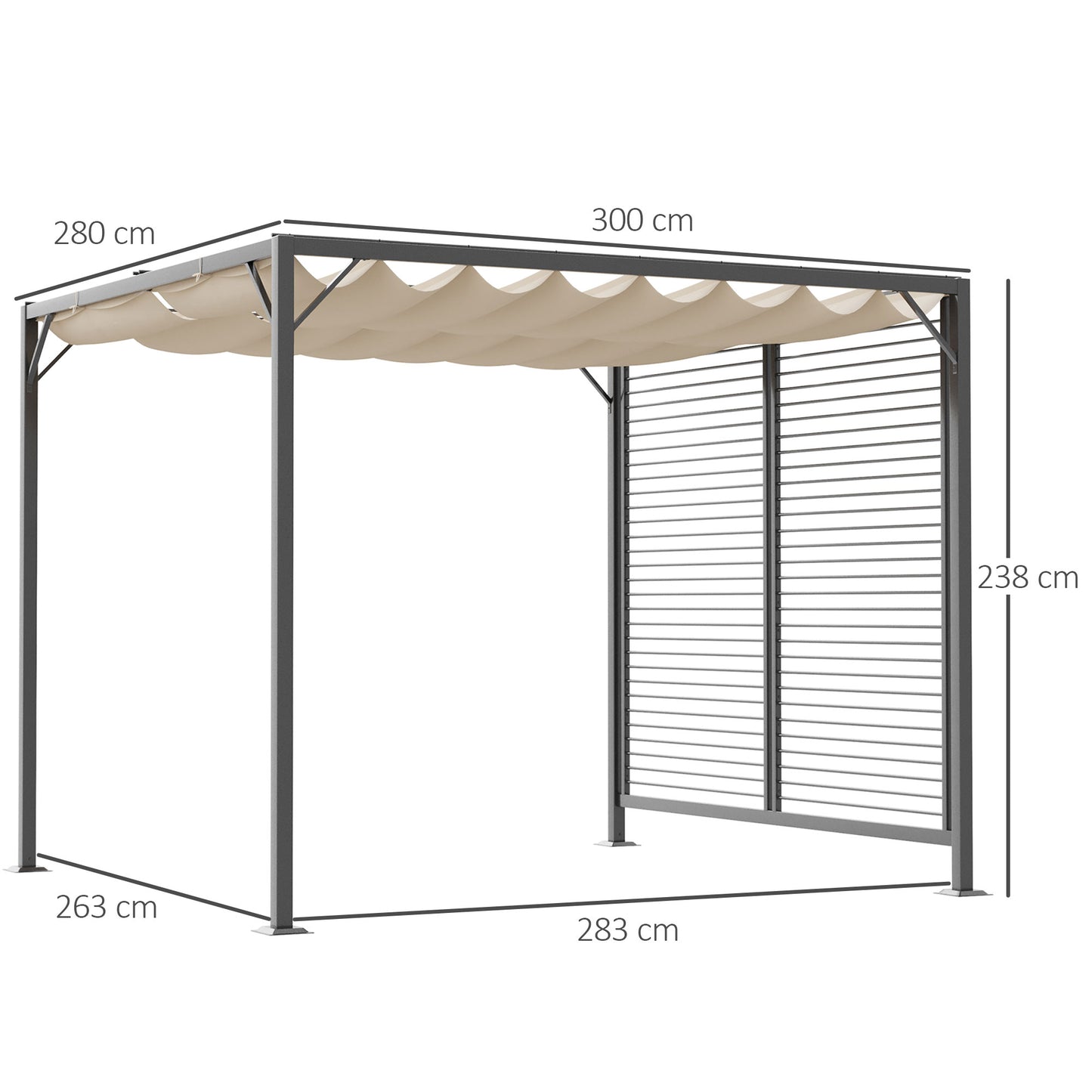 Outsunny 2.8 x 3(m) Metal Pergola Gazebo Patio Sun Shade Shelter Retractable Canopy  Marquee Party BBQ Tent