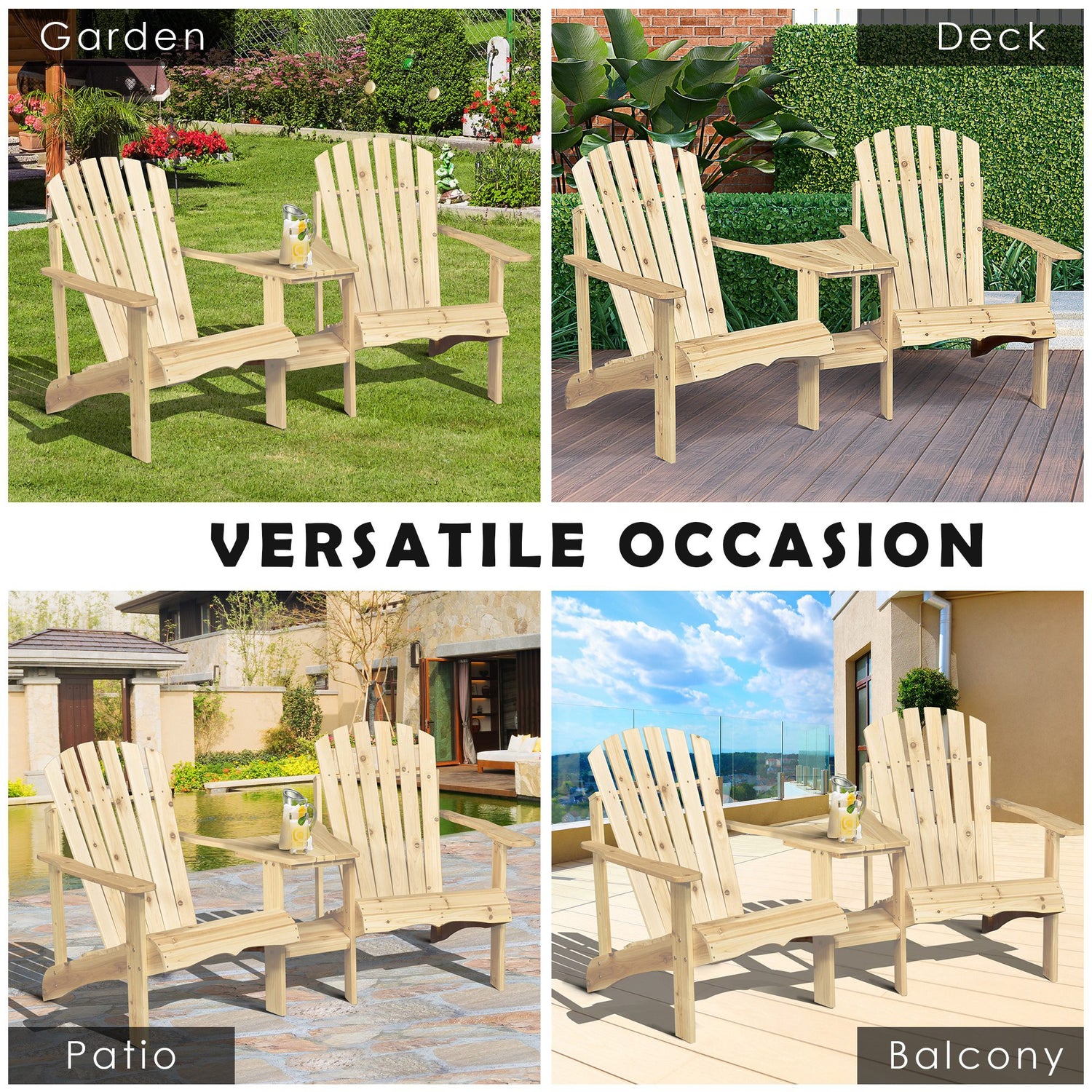 Double patio chair on sale with table