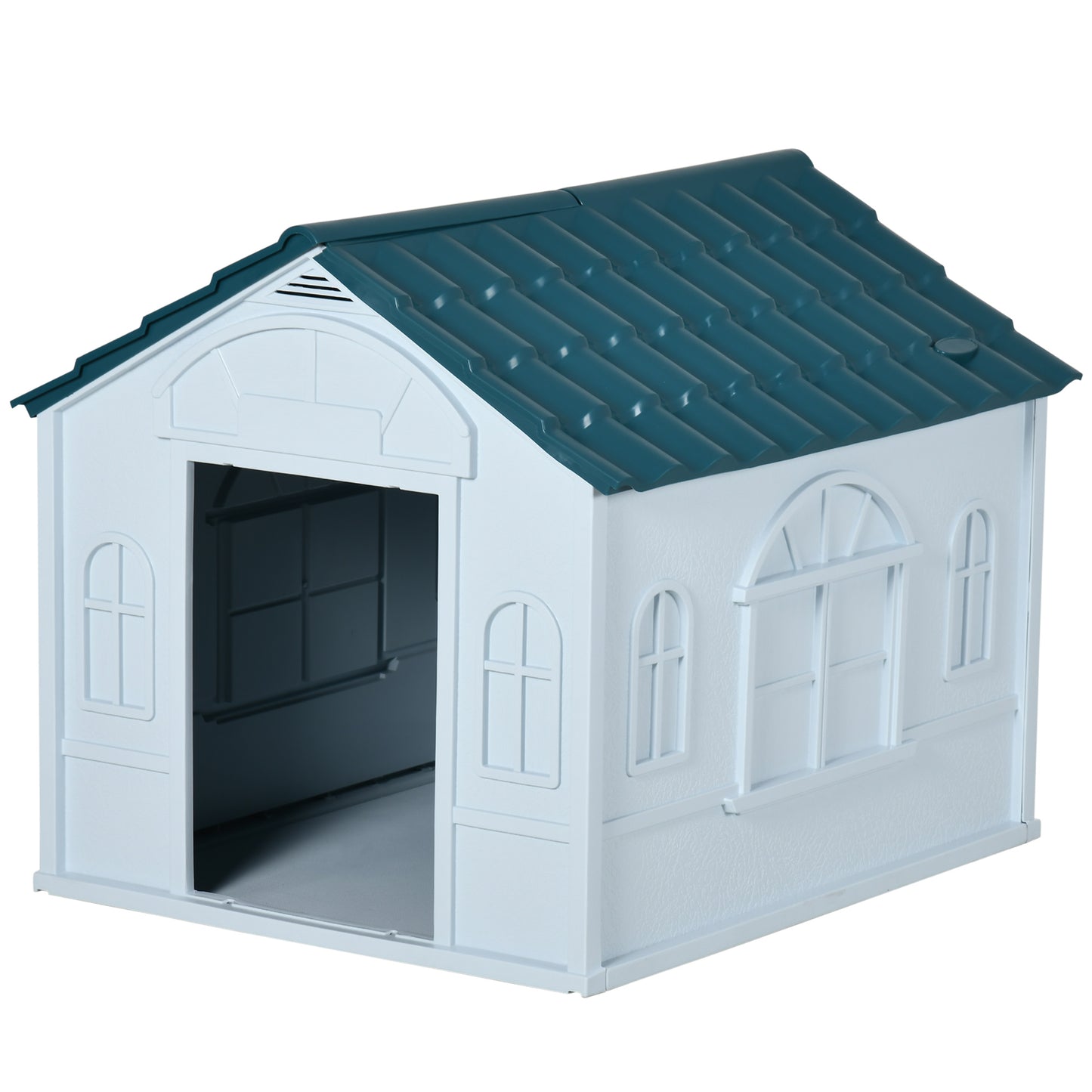PawHut Plastic Weatherproof Dog House Blue