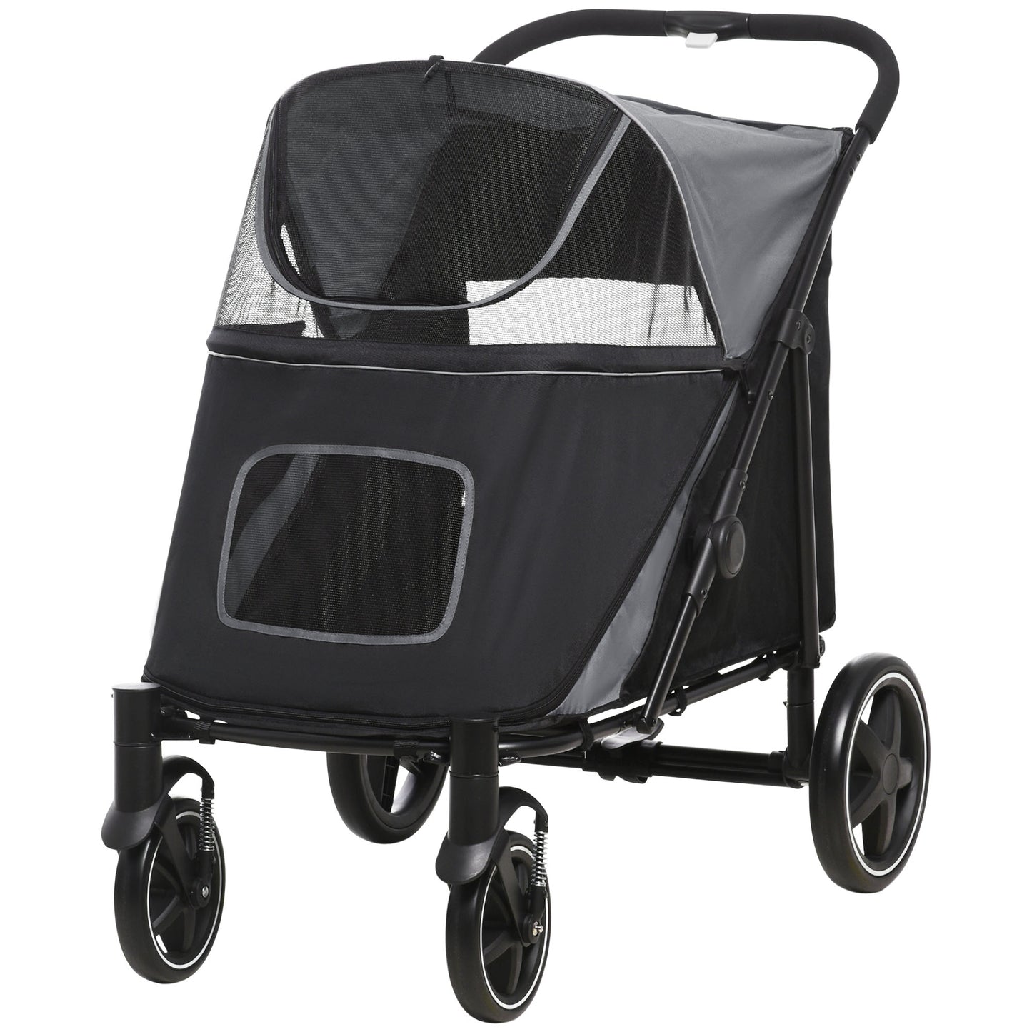 PawHut Foldable Pet Stroller with Universal Wheels Shock Absorber for Medium and Large Dogs Grey