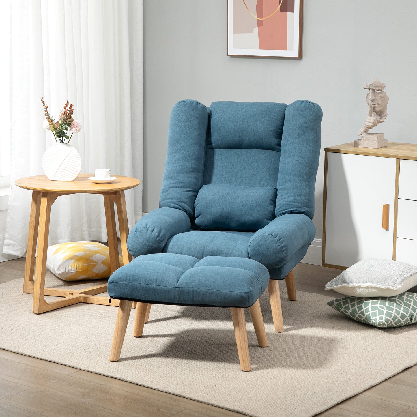 HOMCOM Three Position Reclining Armchair with Matching Stool