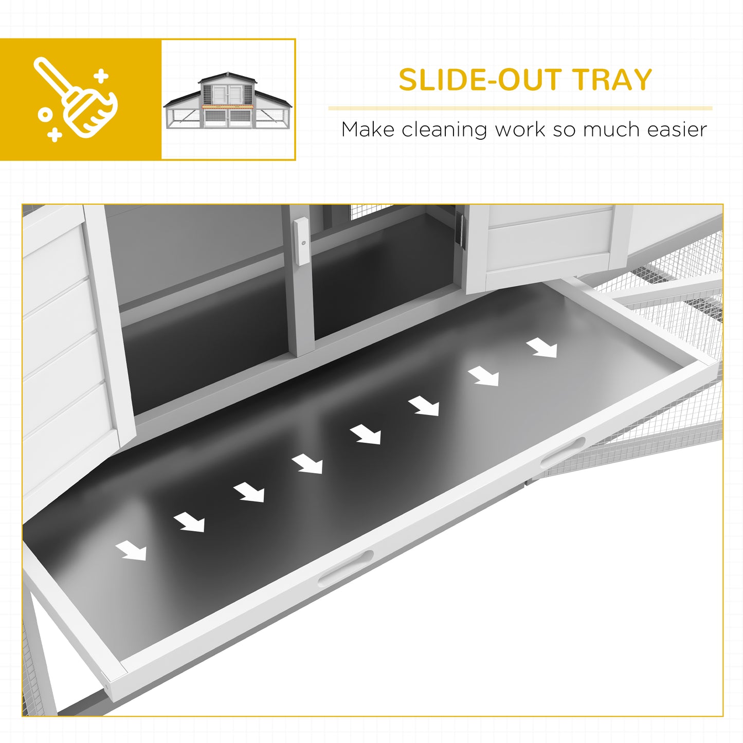 PawHut Large Rabbit Hutch with Run Outdoor Bunny Cage with Tray Ramp Light Grey