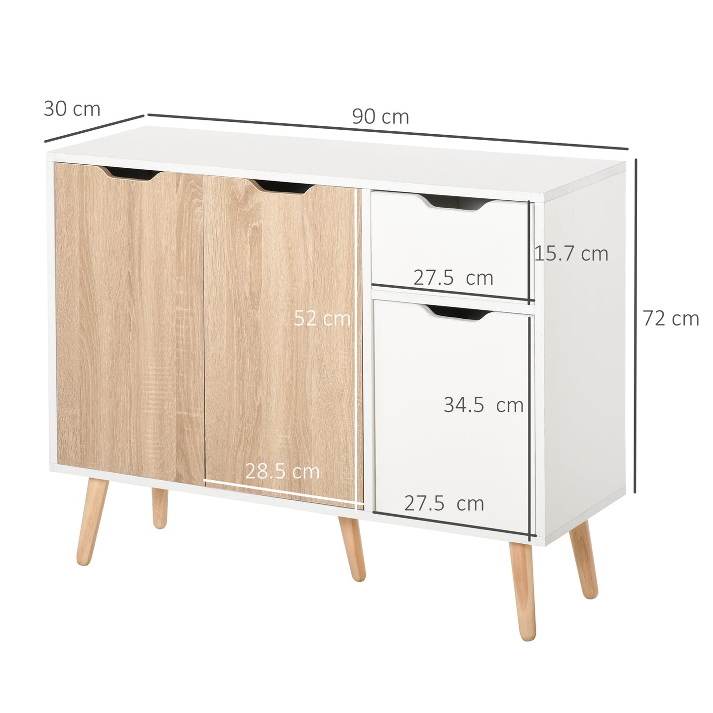 HOMCOM Storage Cabinet Floor Standing Sideboard with Drawer for Bedroom, Living Room, Home Office, Natural Kitchen, Room