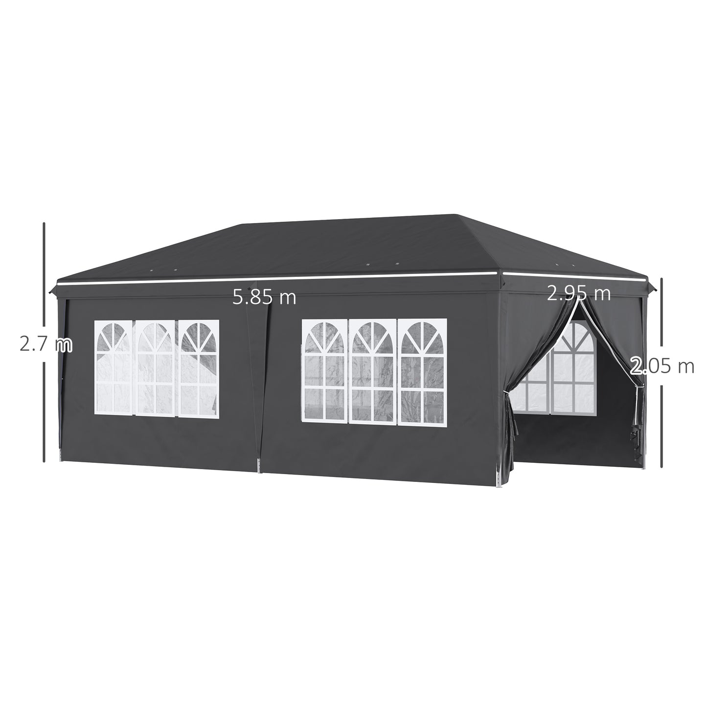 Outsunny 3 x 6m Pop-Up Gazebo, with Removable Walls - Black