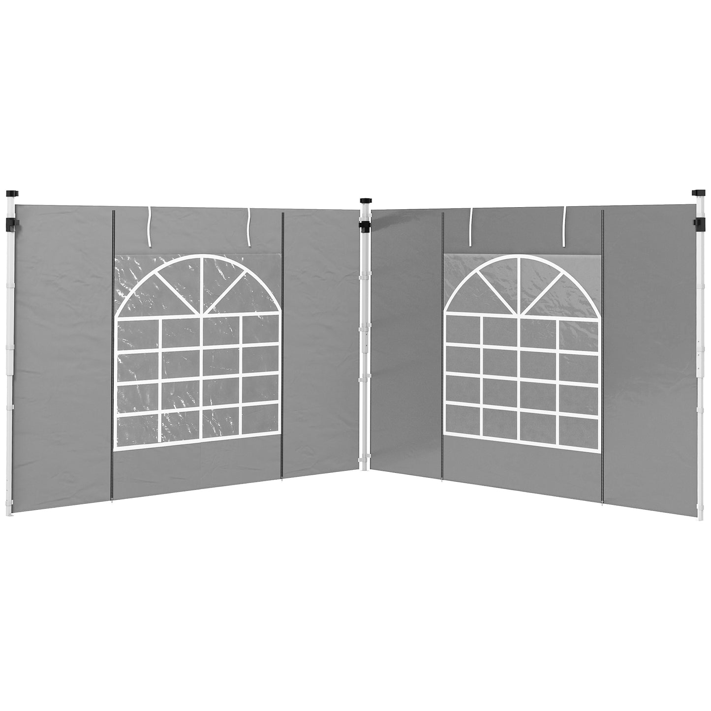 Outsunny Gazebo Side Panels 2 Pack Sides Replacement for 3x3(m) or 3x6m Pop Up Gazebo with Windows and Doors Light Grey