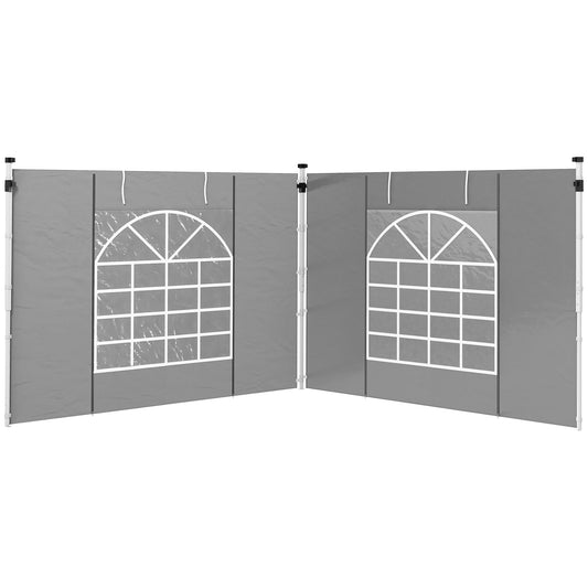 Outsunny Gazebo Side Panels 2 Pack Sides Replacement for 3x3(m) or 3x6m Pop Up Gazebo with Windows and Doors Light Grey