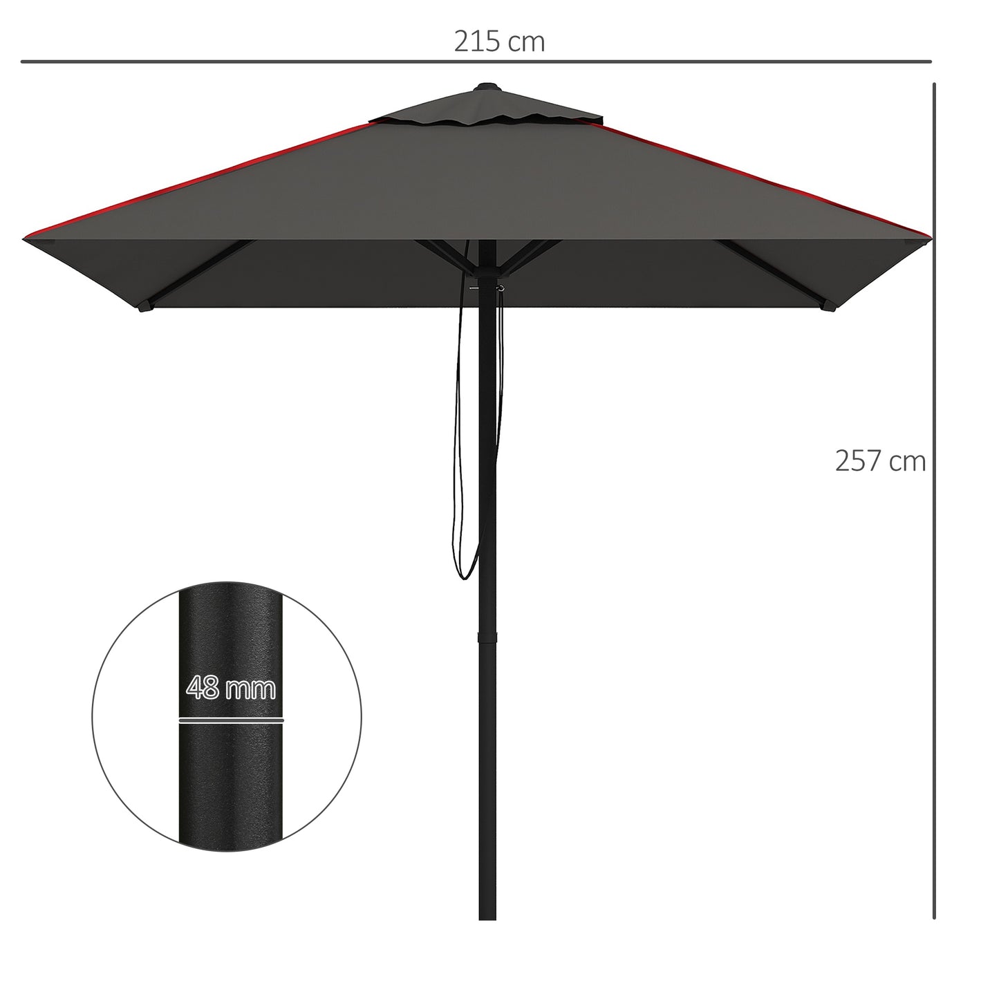 Outsunny Patio Parasol Umbrella with Vent, Garden Market Table Umbrell –