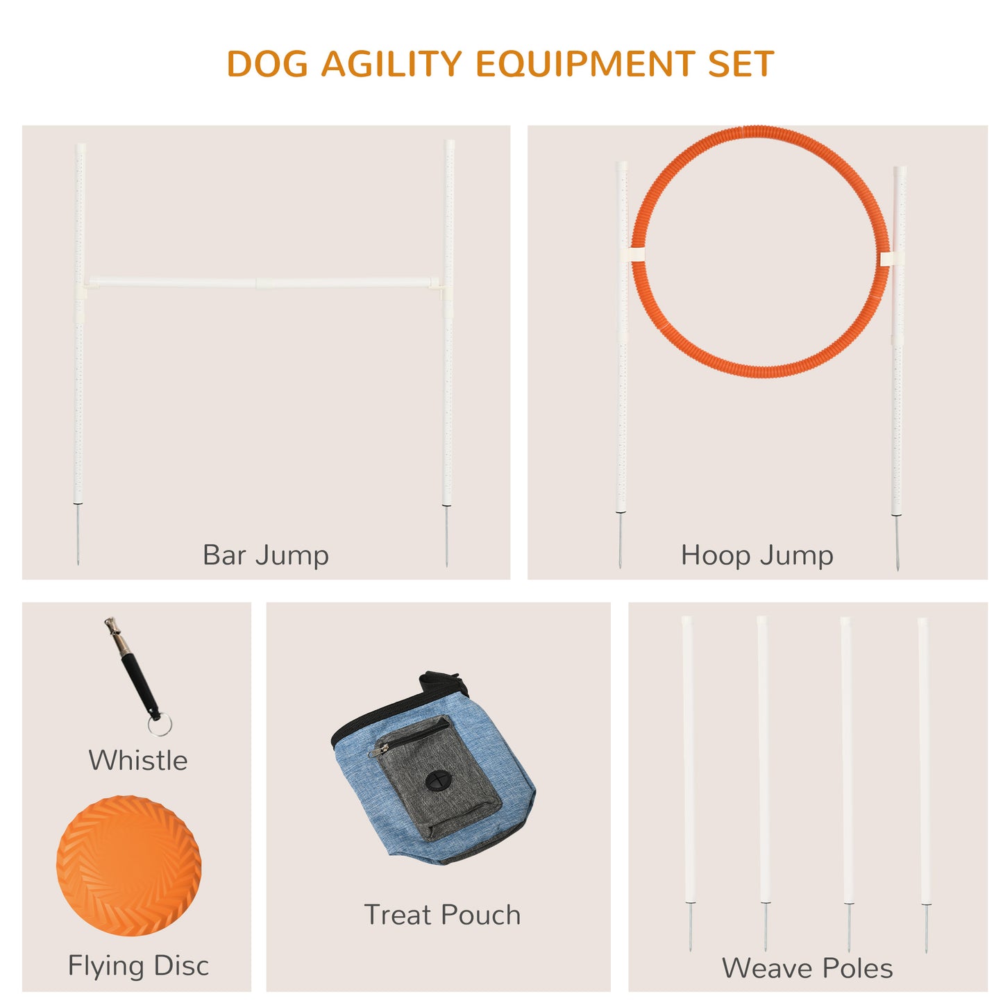 PawHut Dog Agility Training Equipment for Dogs with Carry Bag Multicoloured