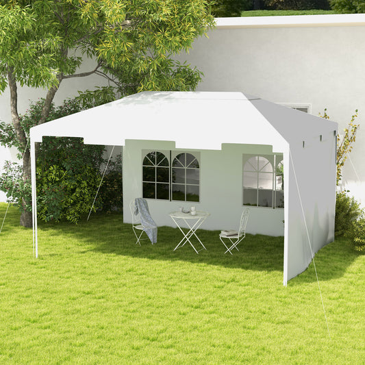 Outsunny 3 x 4m Half-Open Garden Gazebo, with Windows - White