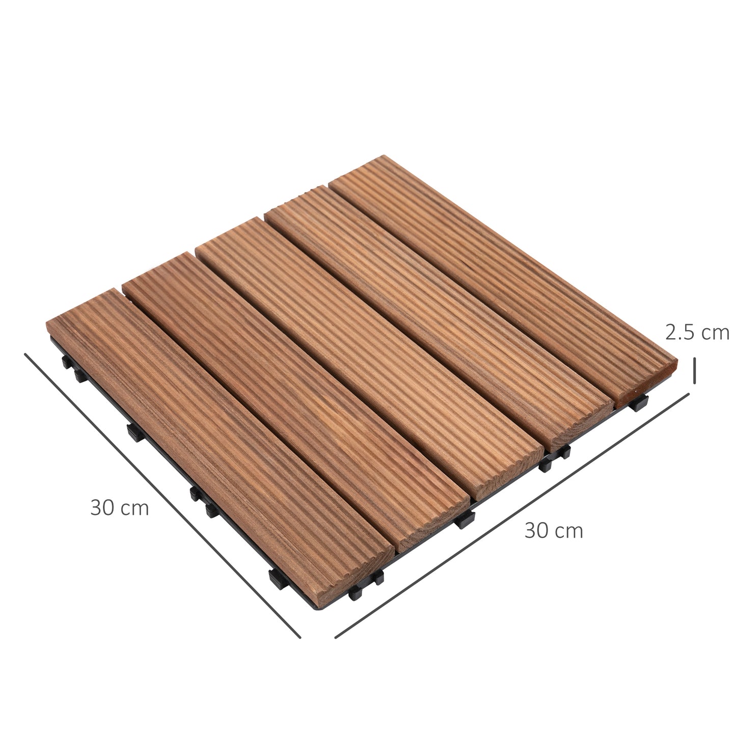 Outsunny 27 Pcs Floor Tiles Interlocking Solid Wood DIY Deck Tiles Indoor Outdoor