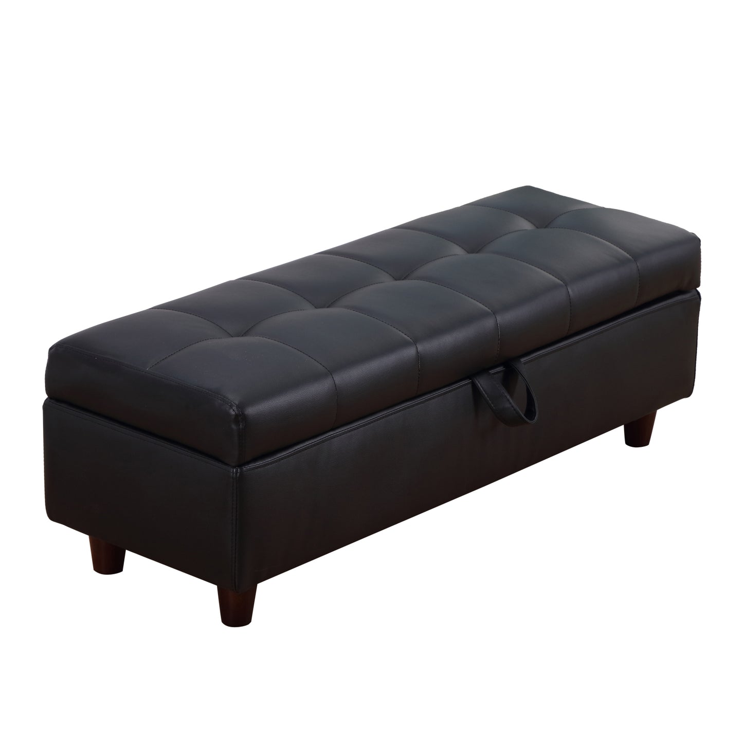 HOMCOM Ottoman Stool Bench, PU Leather-Black