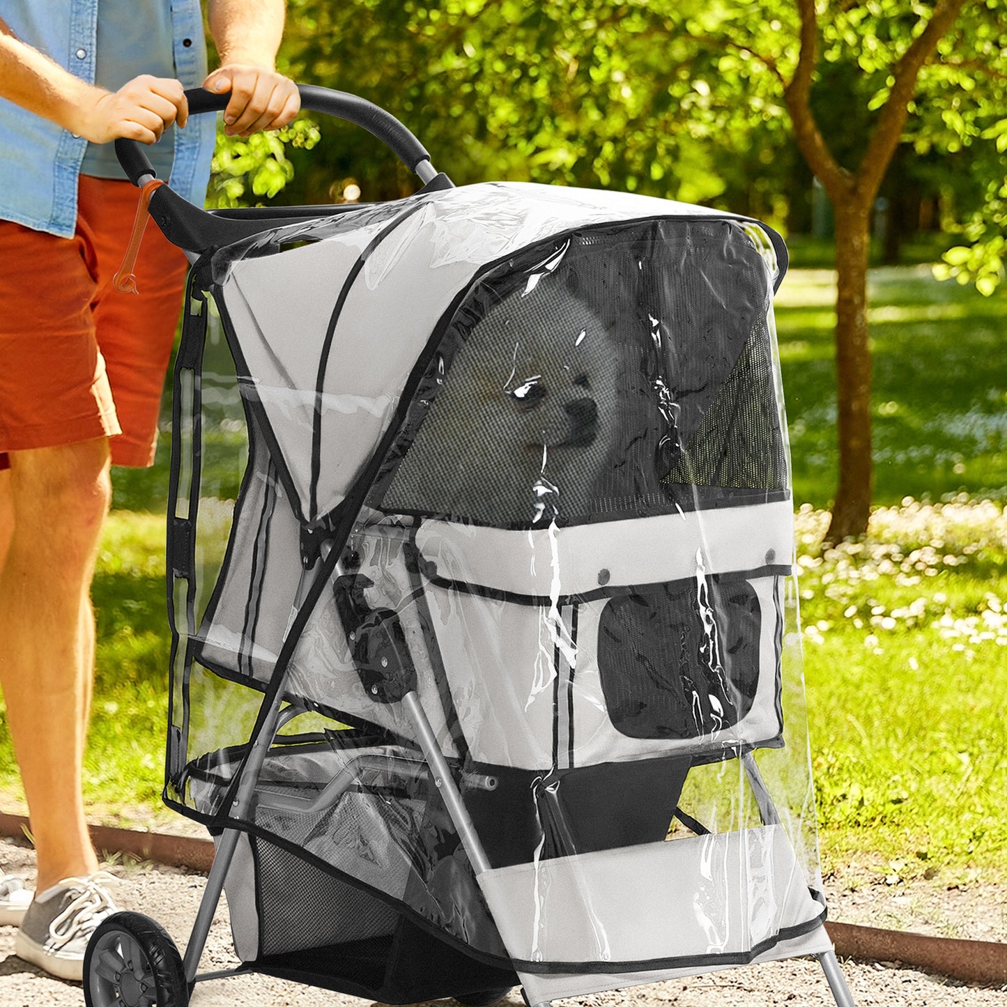 rain cover for dog stroller PawHut Dog Stroller Rain Cover, with Rear Entry – mhstar.co.uk