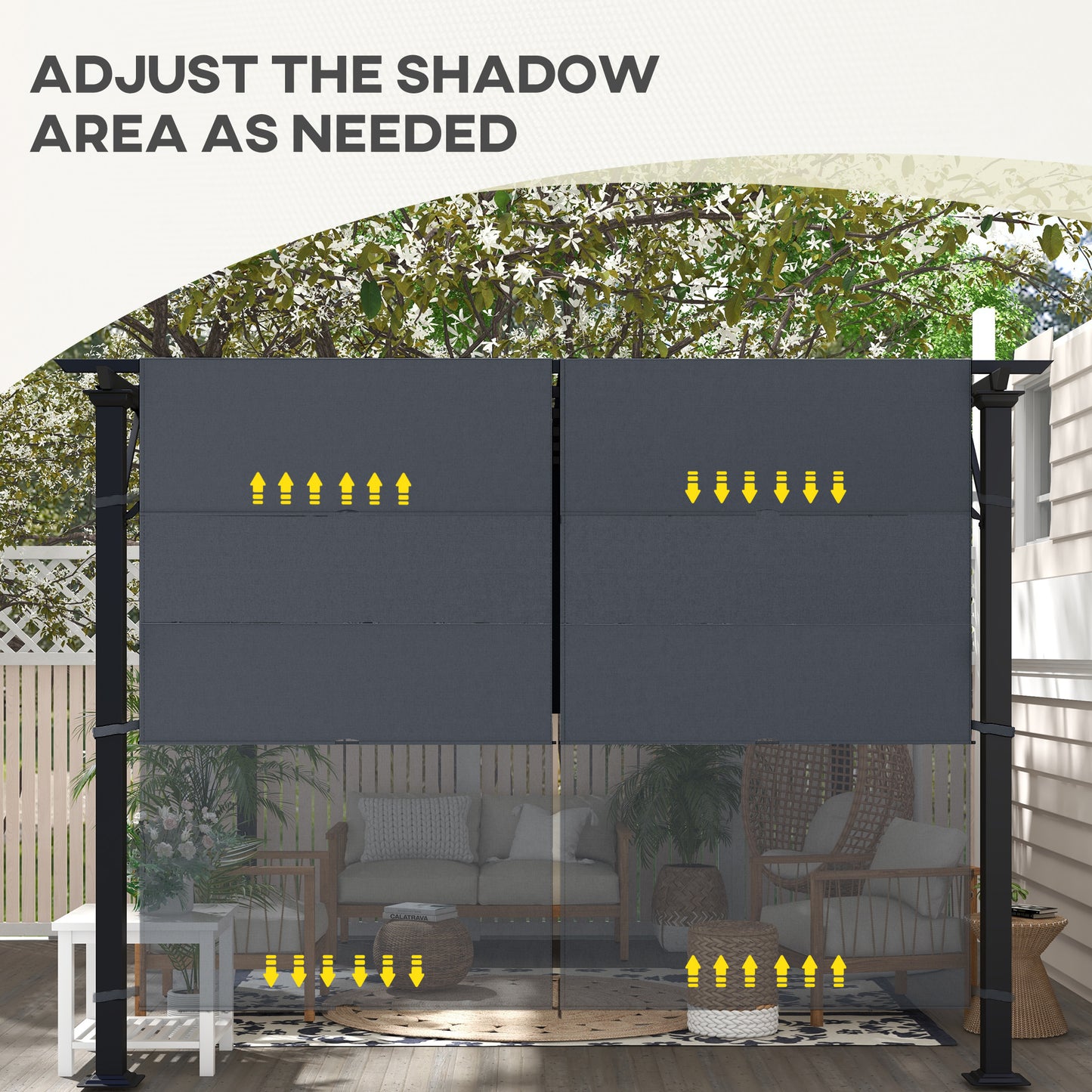 Outsunny 2 Pcs UV Protection Pergola Replacement Canopy, Pergola Shade Cover, Easy to Install, for 3 x 3(m) Pergola, Dark Grey