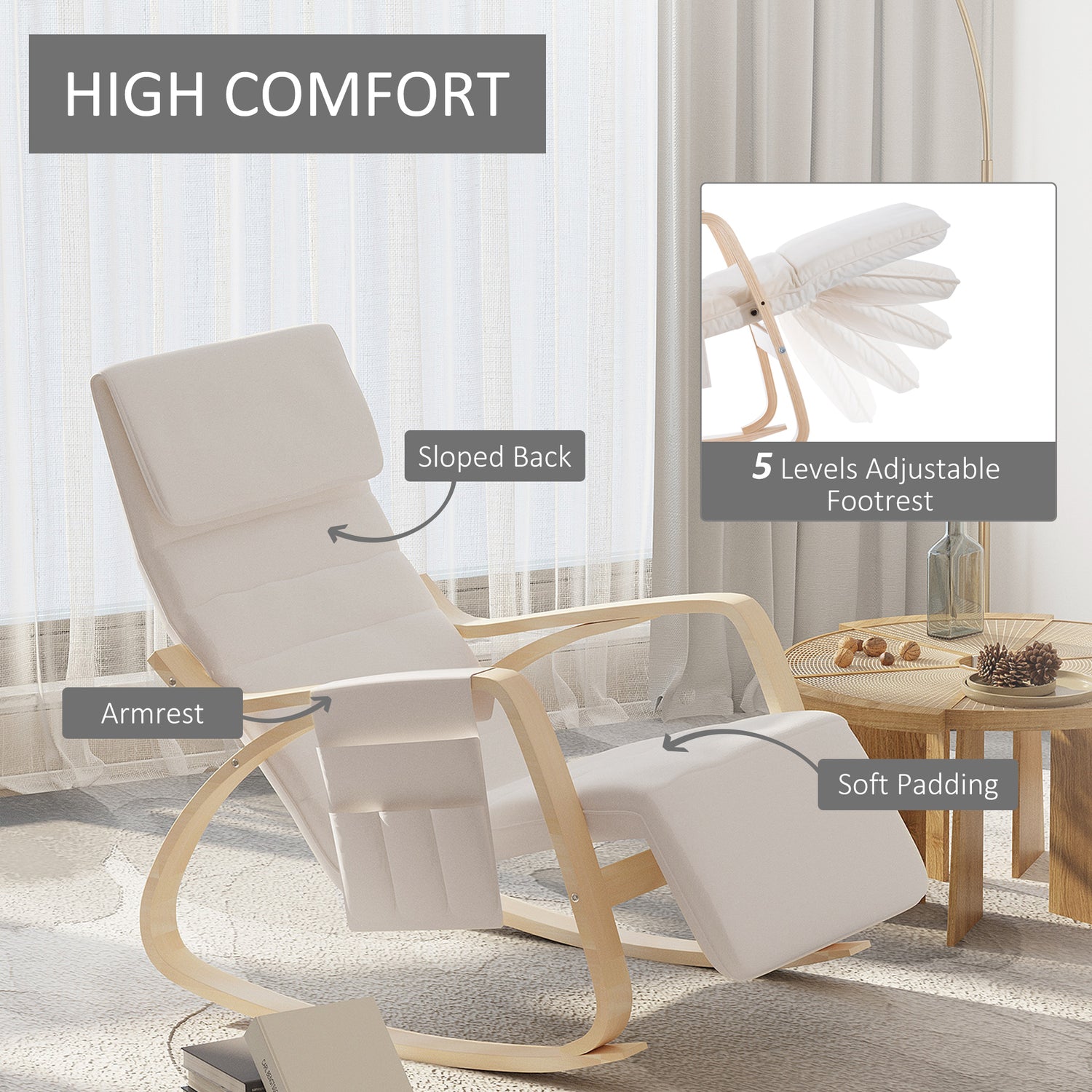 Wooden rocking chair online with footrest