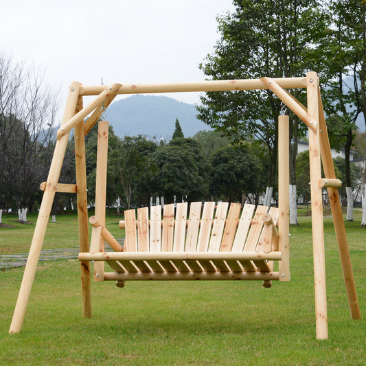 Outsunny Swing Chair, 198Lx135Wx170H cm, Pine/Fir Wood