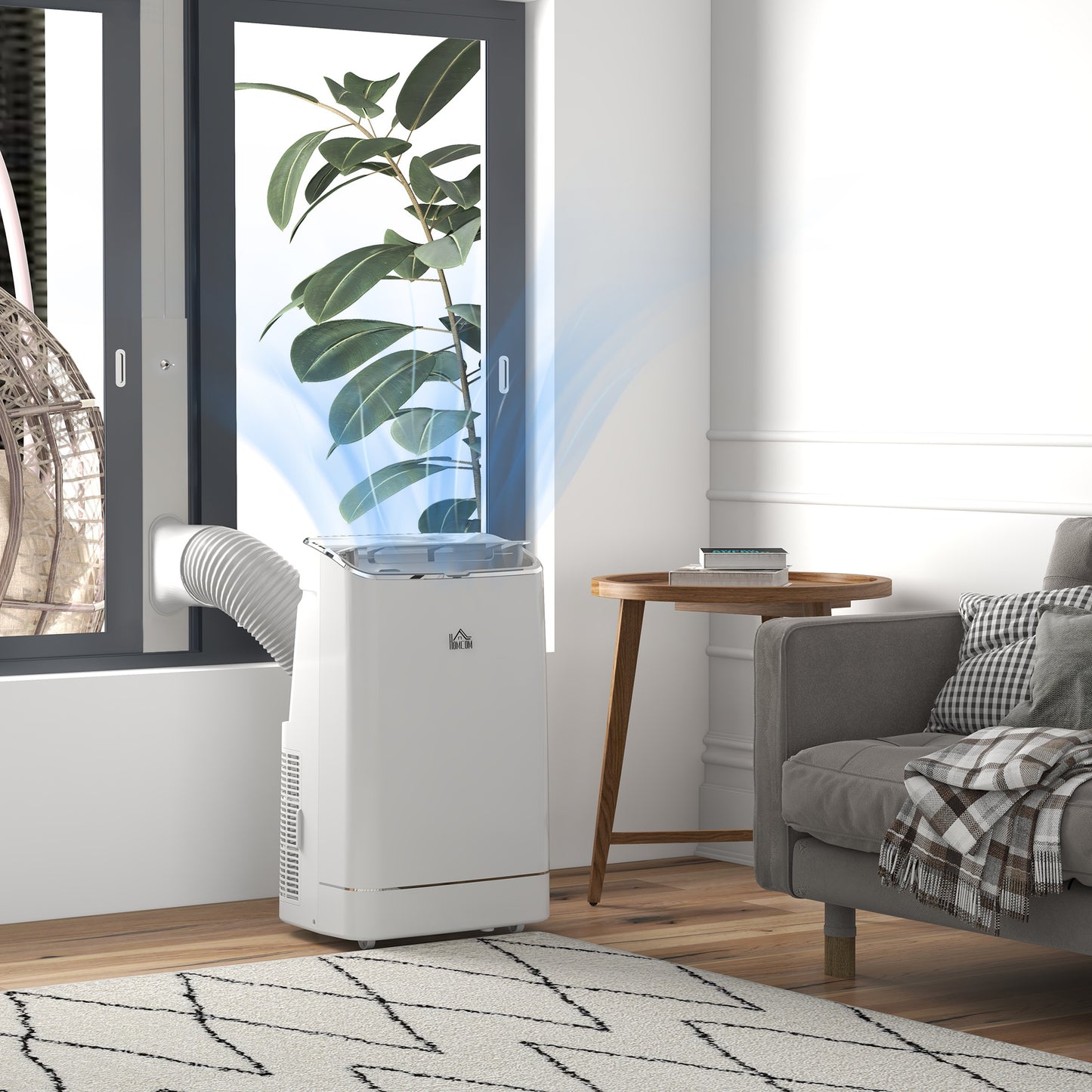 HOMCOM 14,000 BTU Mobile Air Conditioner, 35m², Smart Home WiFi, with Dehumidifier, Fan, 24H Timer, Window Kit, White