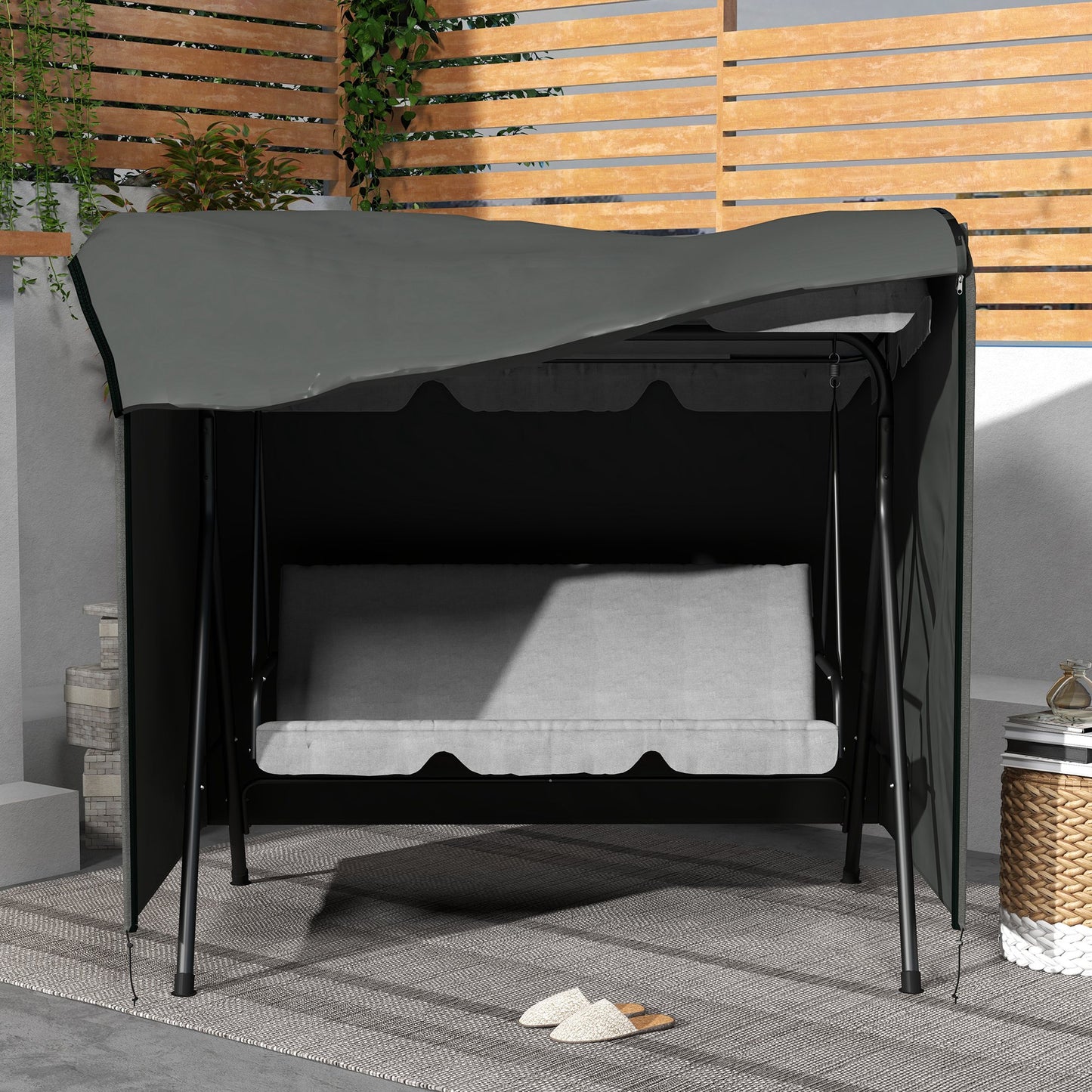 Outsunny 600D Oxford Patio Swing Chair Cover Outdoor Garden Furniture Rain Protection Protector Waterproof Anti-UV, 177 x 114 x 152 cm, Dark Grey