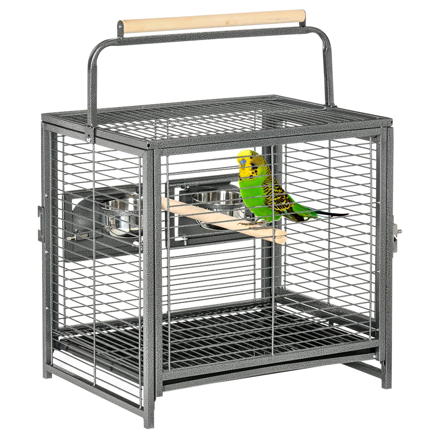 PawHut Parrot Cage, Travel Carry Pet Bird Cage, with Metal Handle