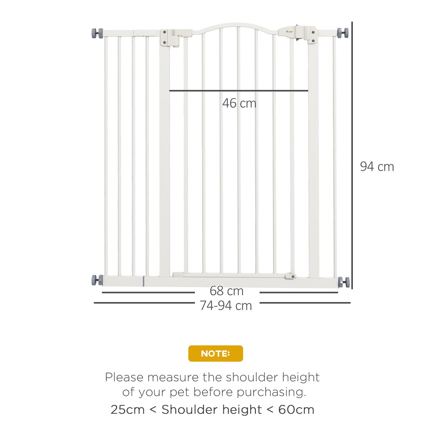 PawHut Metal Pet Safety Gate Dog Gate Folding Fence, White