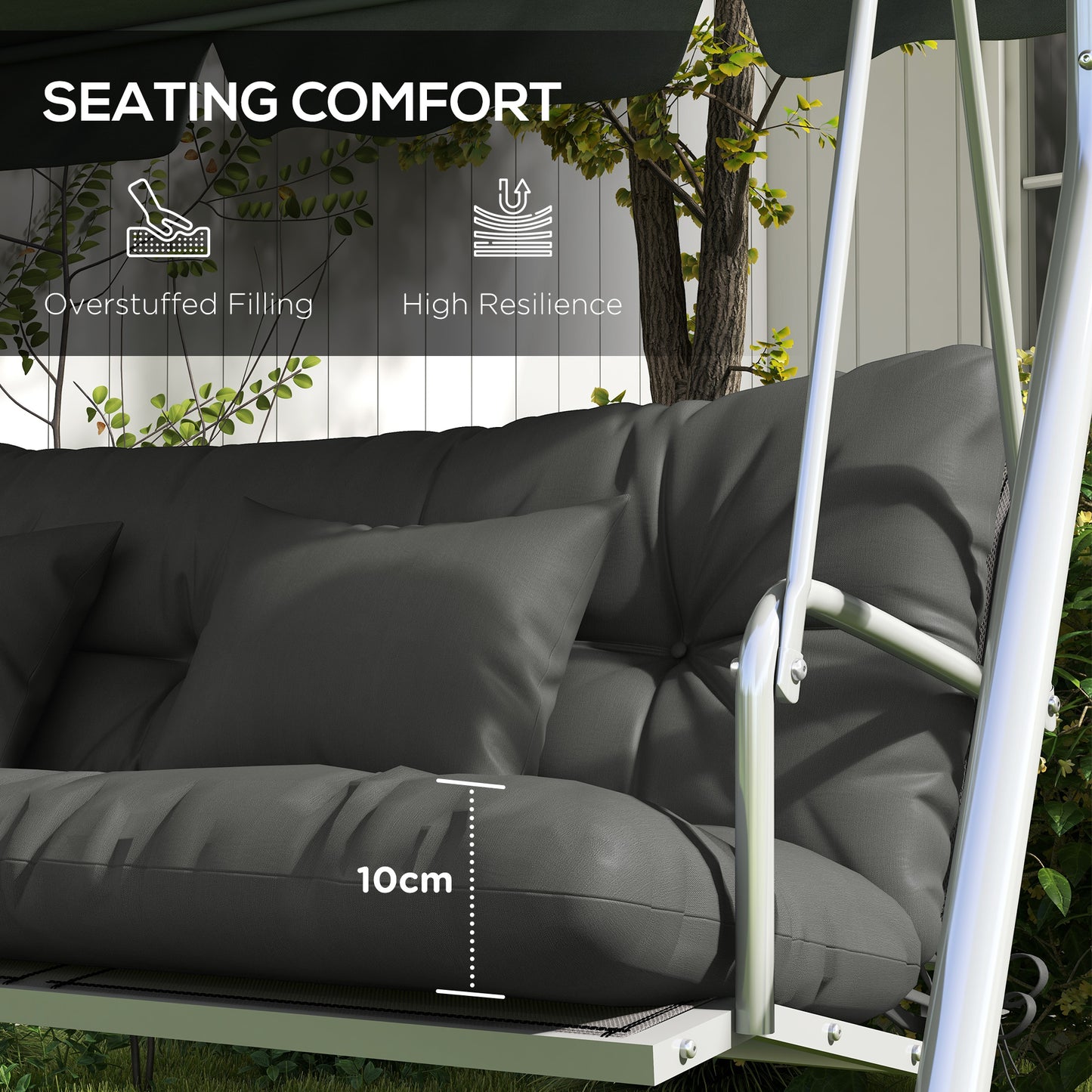 Outsunny Back and Seat Cushion Replacement with 2 Pillows, Patio Chair Cushions Set with Ties, Light Grey
