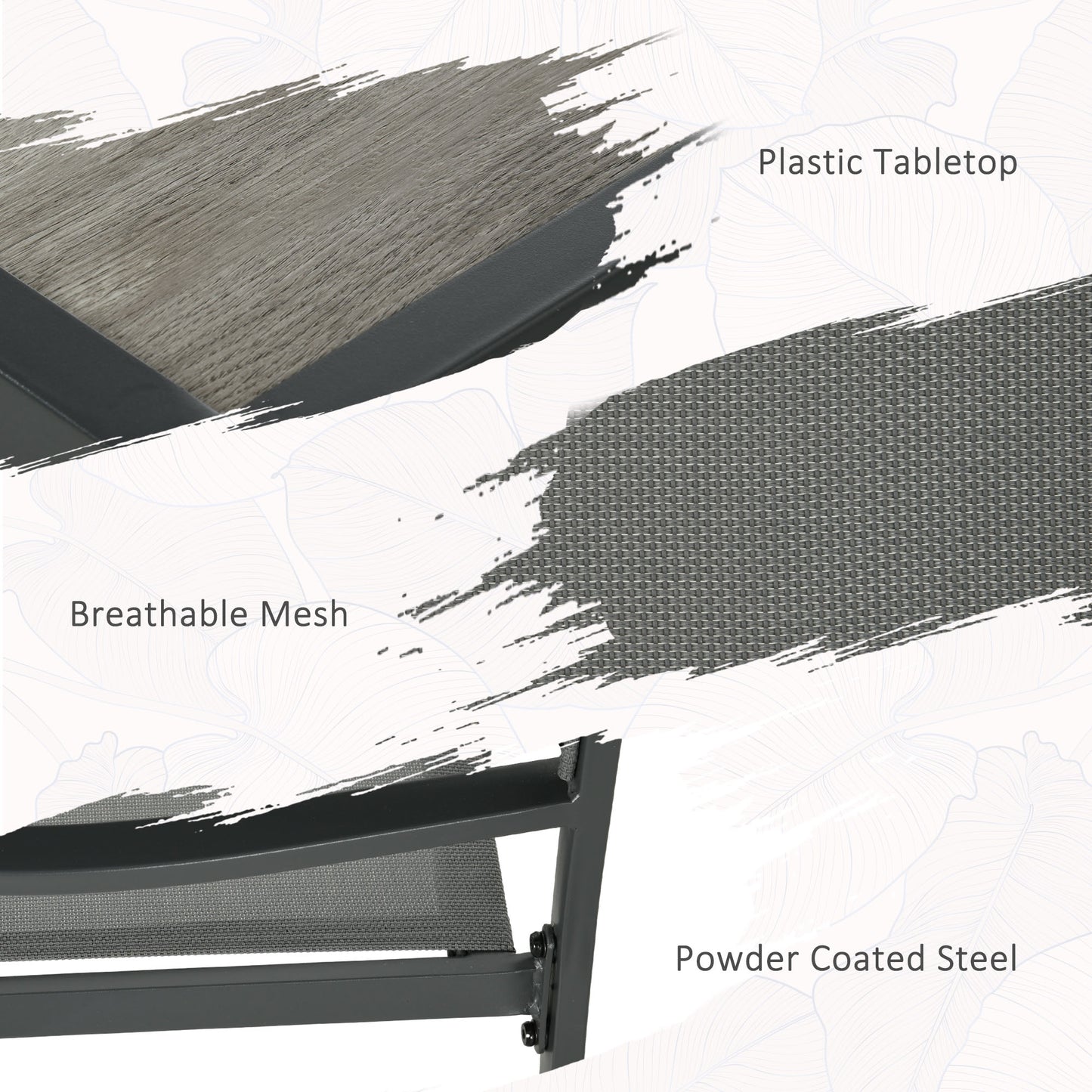 Outsunny 7 Pieces Garden Dining Set, Stackable Chairs, Outdoor Patio Dining Set, 6 Seater Outdoor Table and Chairs with Breathable Mesh Seat, Back, Plastic Top for Poolside, Space-Saving, Grey